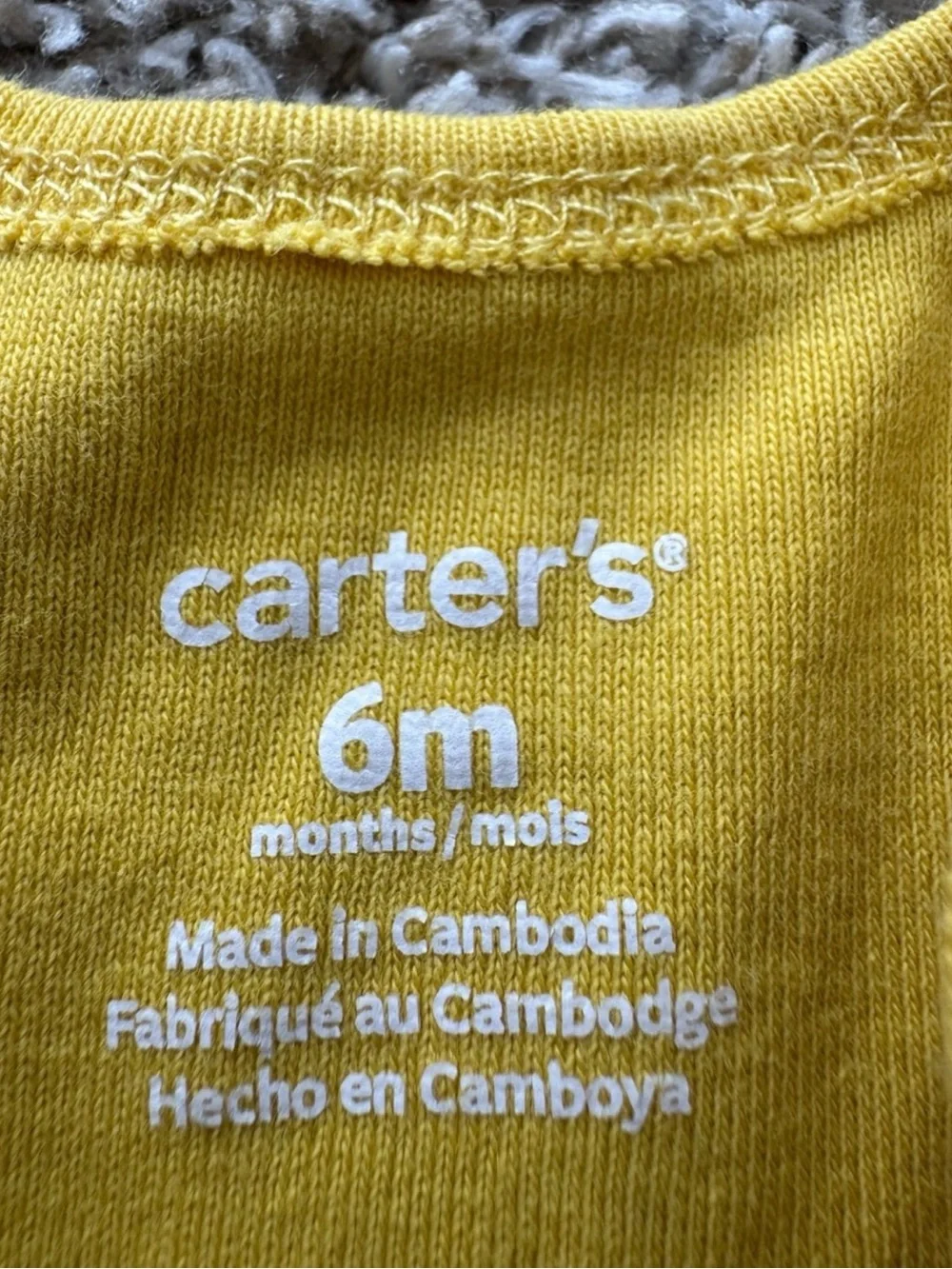 Carter’s Baby Bodysuit Yellow Airplane Print Short Sleeve Onesie 6 Months Cotton